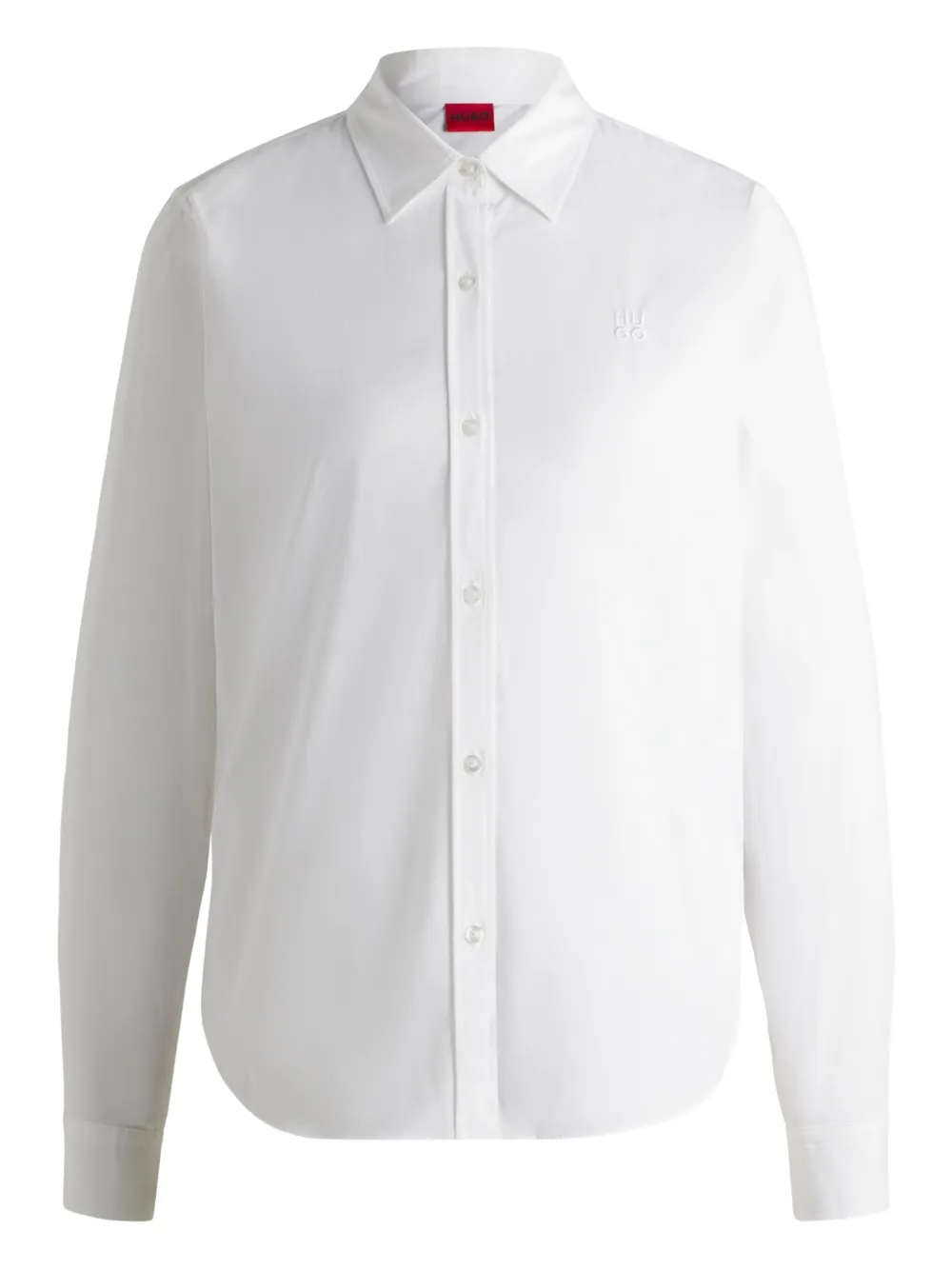 HUGO embroidered logo curved-hem shirt | White | Image 1