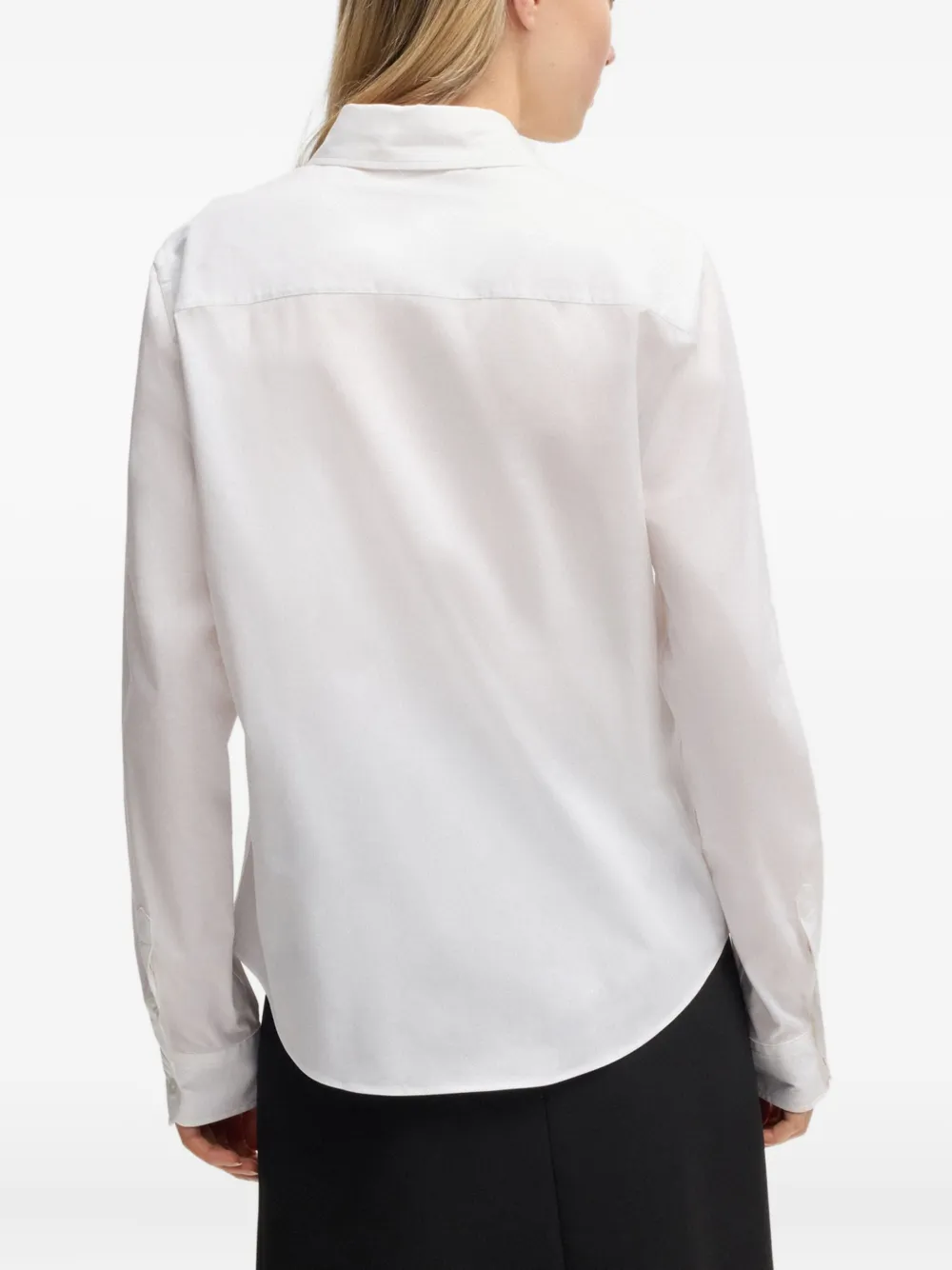 HUGO Blouse met geborduurd logo en gewelfde afwerking Wit