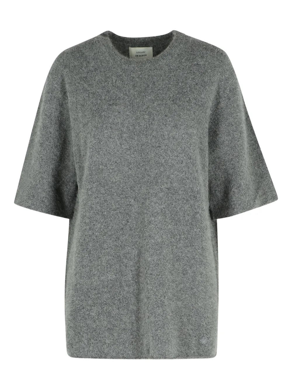 Loulou De Saison Gray Raven Yak Blend Short Sleeves Sweater In Gray