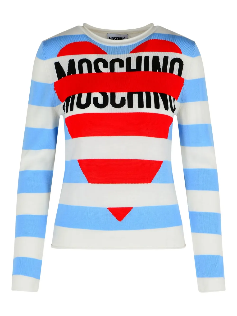 Moschino Jeans Multicolor Virgin Wool Sweater In Blue