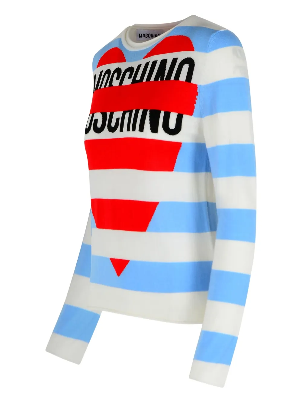 Moschino Jeans Multicolor Virgin Wool Sweater In Blue