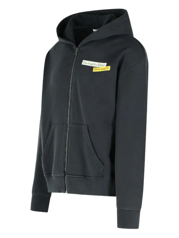 Palm Angels logo-print zip-front Hoodie | Black | FARFETCH CA