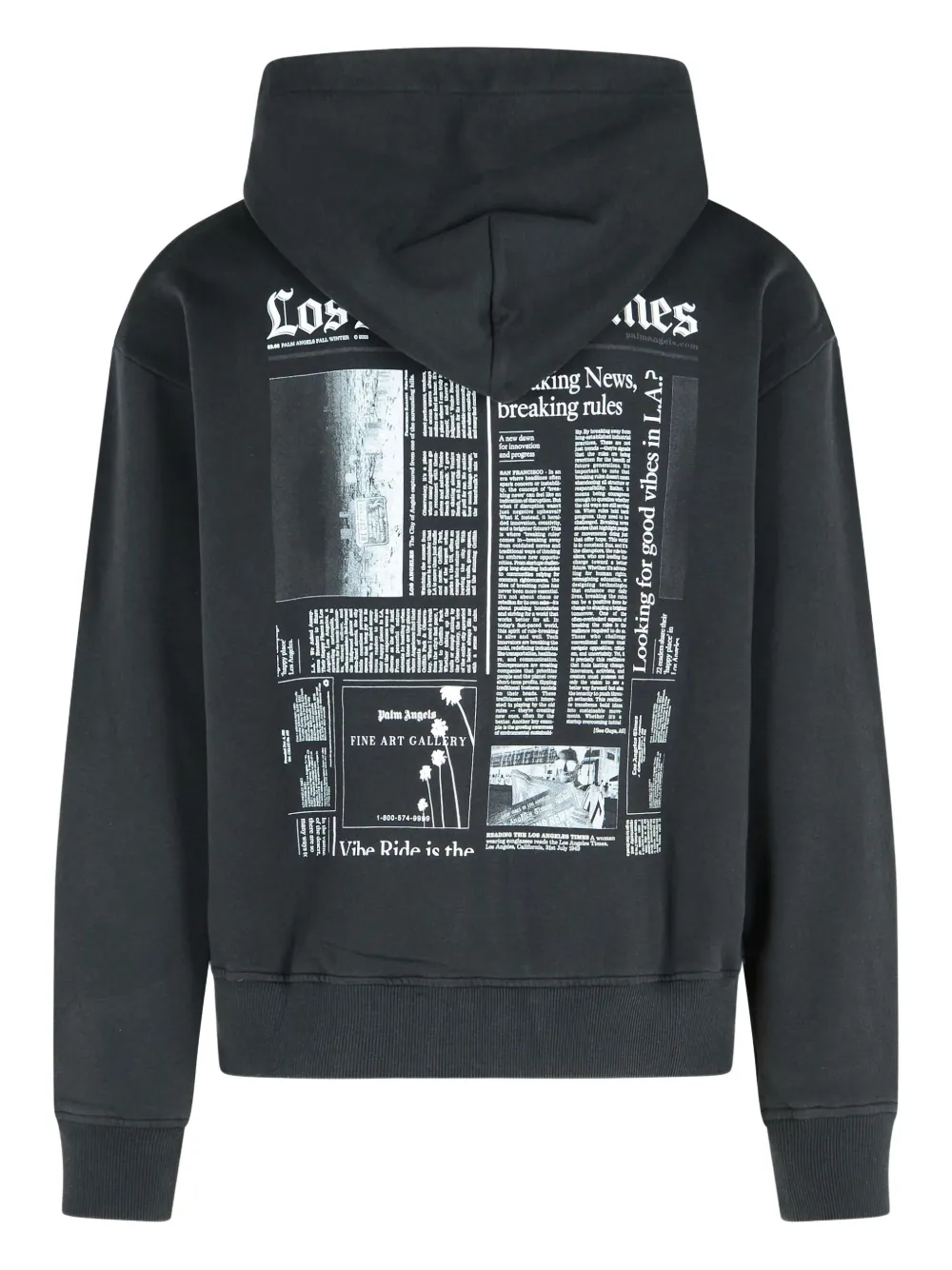 Palm Angels logo-print zip-front hoodie Zwart