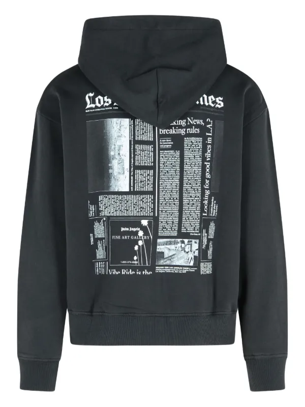 Palm Angels logo-print zip-front Hoodie | Black | FARFETCH CA