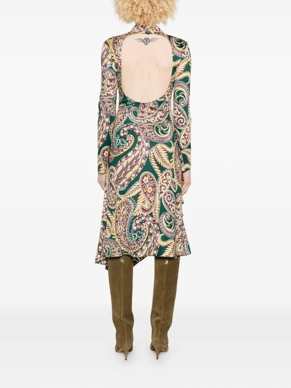 ETRO Asymmetrische midi-jurk met paisley-print Groen