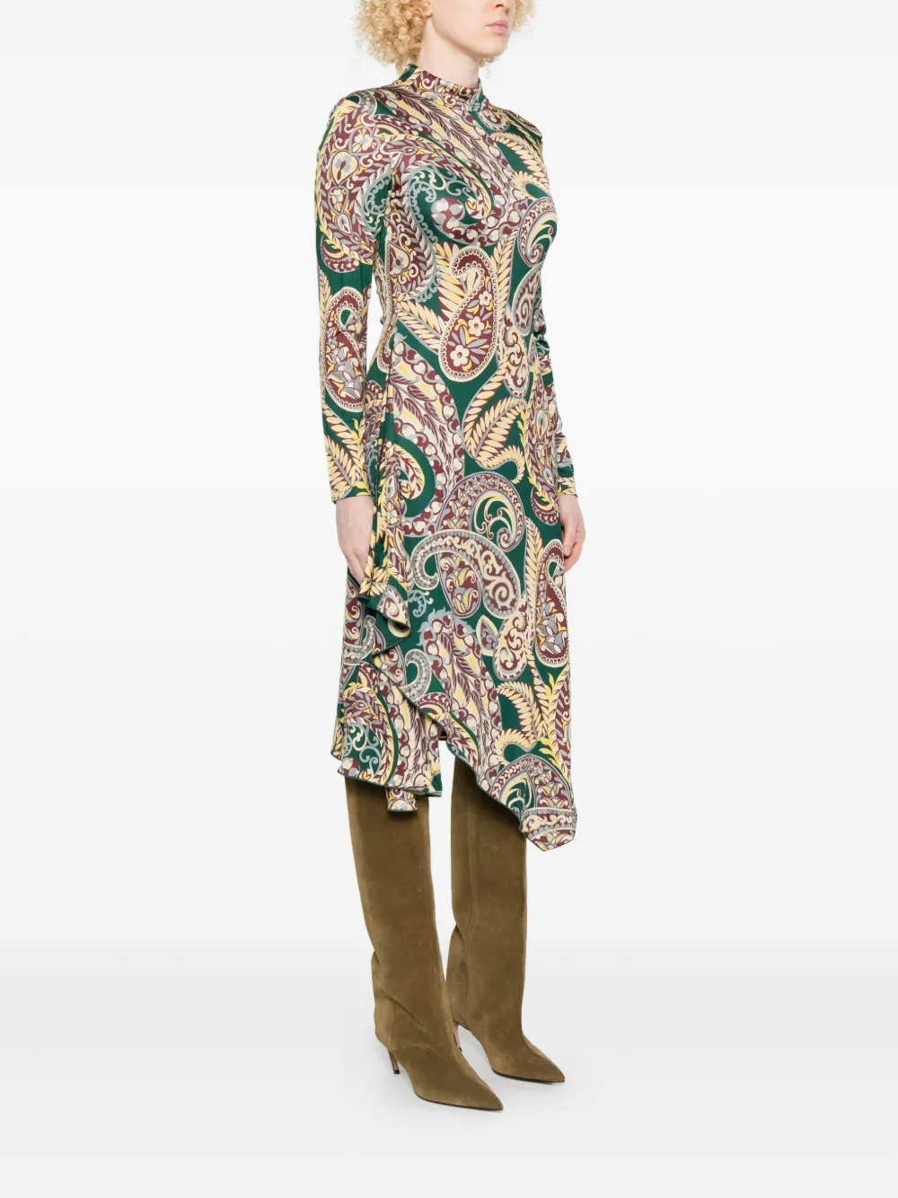 ETRO Asymmetrische midi-jurk met paisley-print Groen