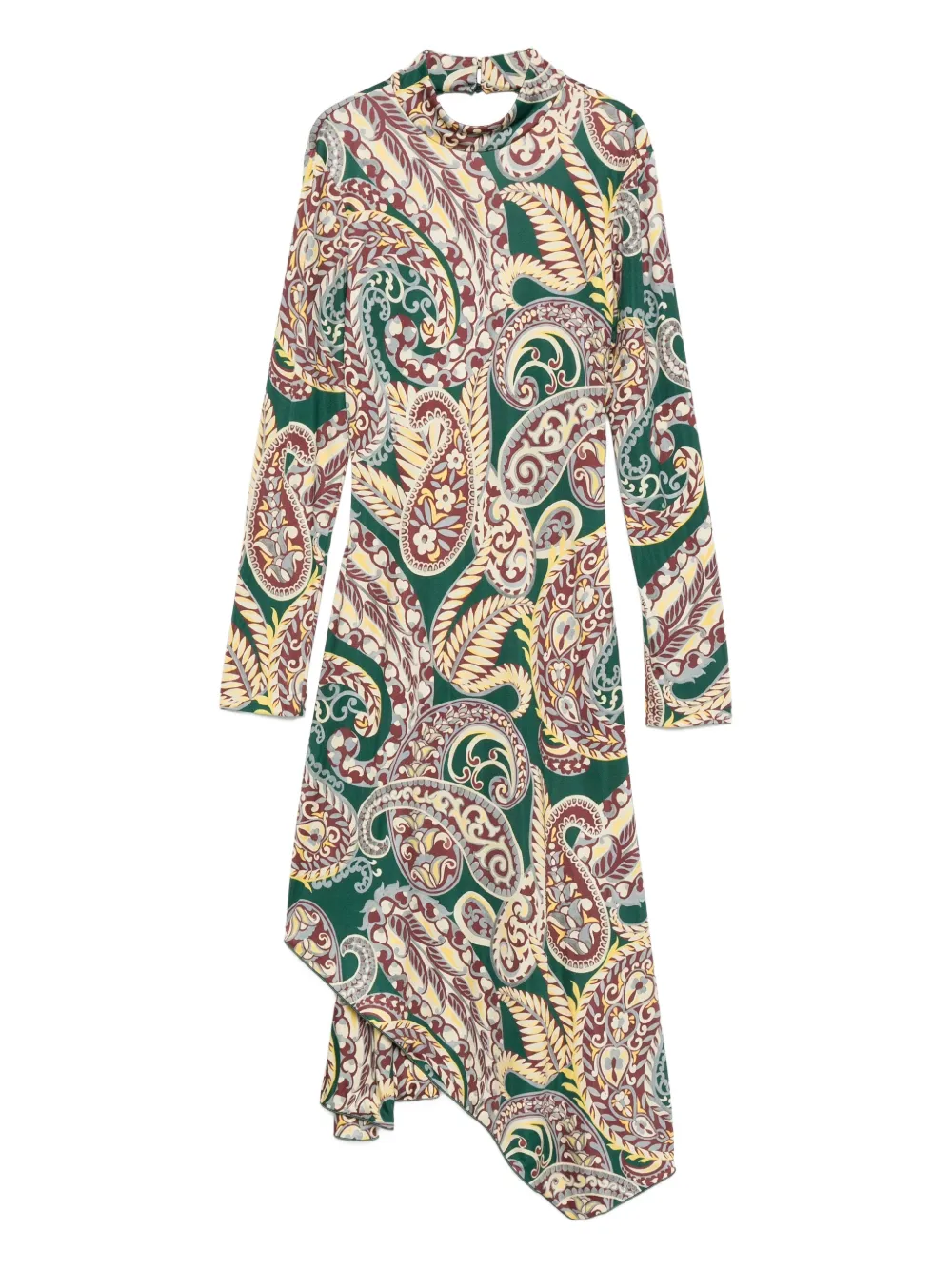 ETRO paisley-print asymmetric midi dress | Green | Image 1