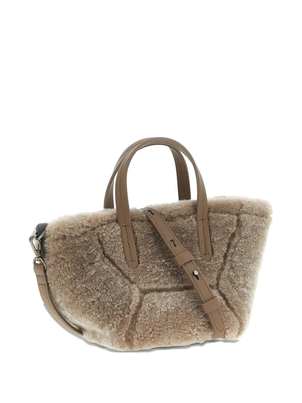 Brunello Cucinelli shearling leather tote bag - Grijs