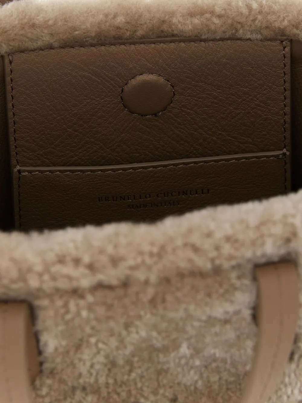 Brunello Cucinelli shearling leather tote bag Grijs