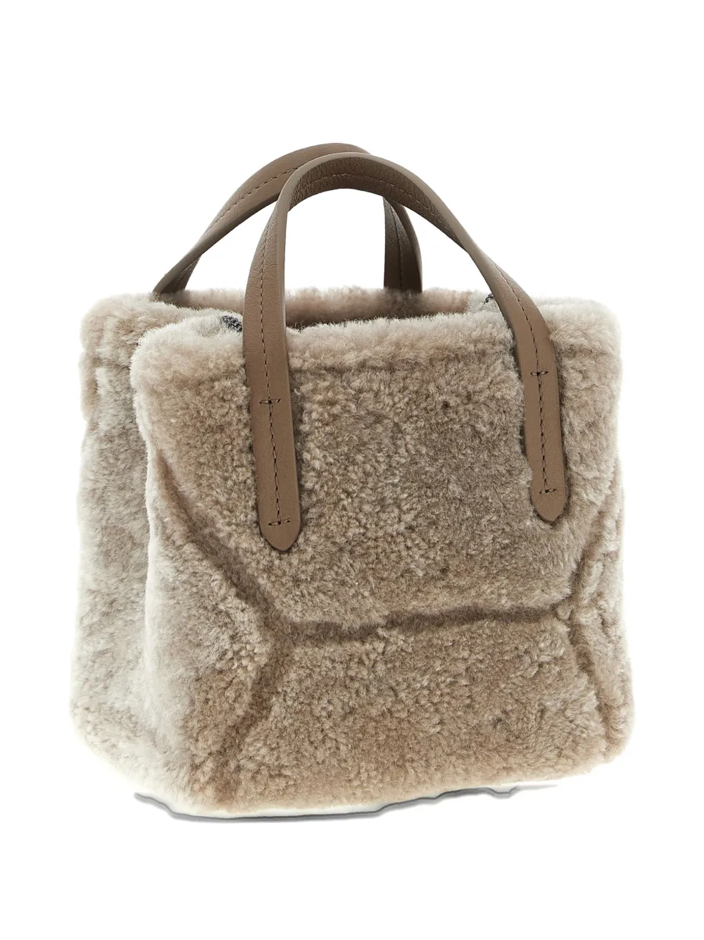 Brunello Cucinelli shearling leather tote bag Grijs