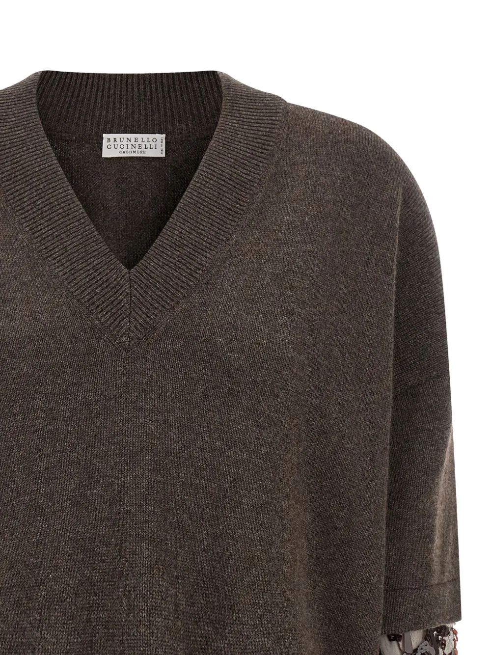 Brunello Cucinelli Sequin Sleeve Sweater Sweaters And Cardigans Brown In Brown