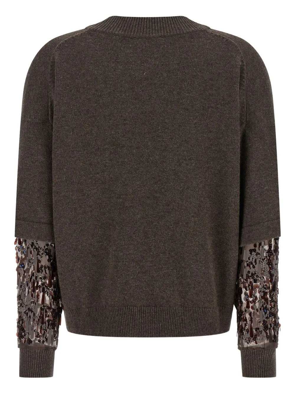 Brunello Cucinelli Sequin Sleeve Sweater Sweaters And Cardigans Brown In Brown