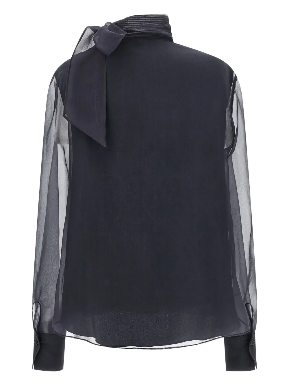 Brunello Cucinelli Crispy Silk Blouse Shirt And Blouse Gray In Blue