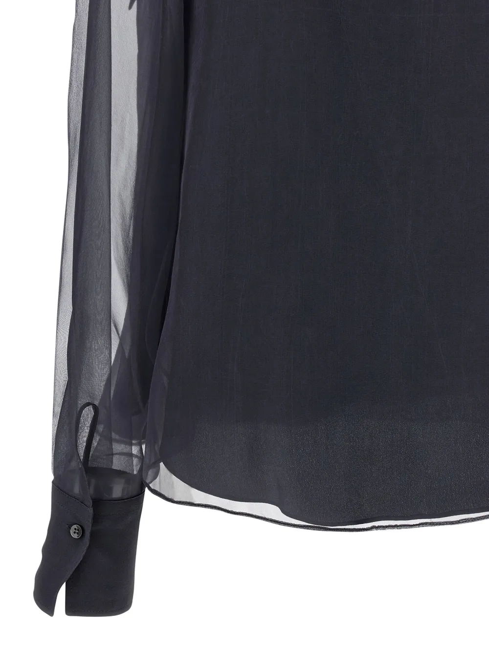 Brunello Cucinelli Crispy Silk Blouse Shirt And Blouse Gray In Blue