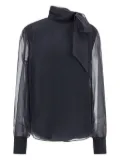 Brunello Cucinelli pleated-neck silk blouse - Grey