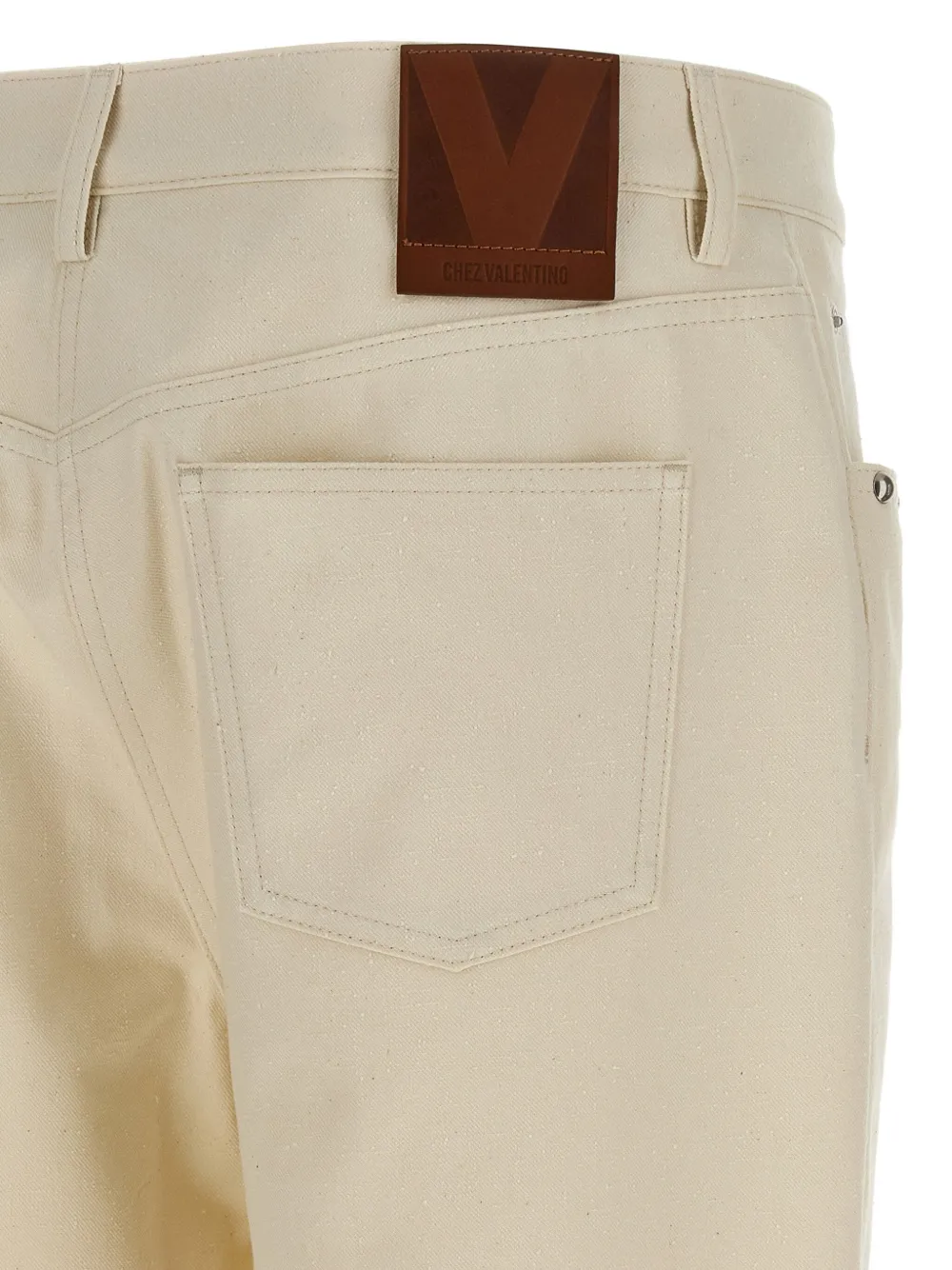Valentino Garavani stud-embellished cotton trousers Wit