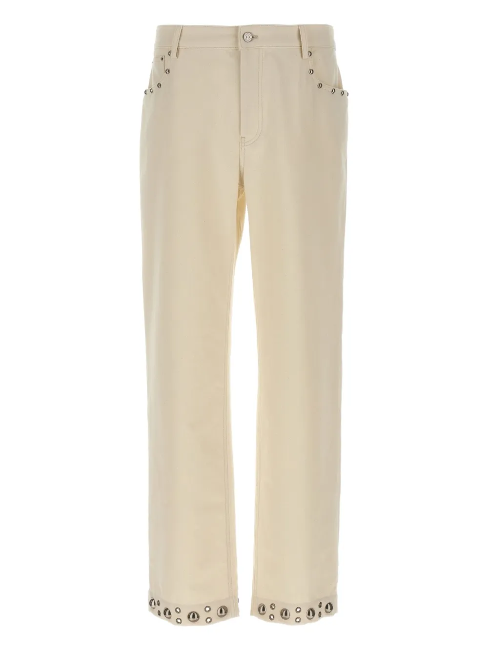 Valentino Garavani stud-embellished cotton trousers - ホワイト Valentino Garavani stud-embellished cotton trousers - ホワイト