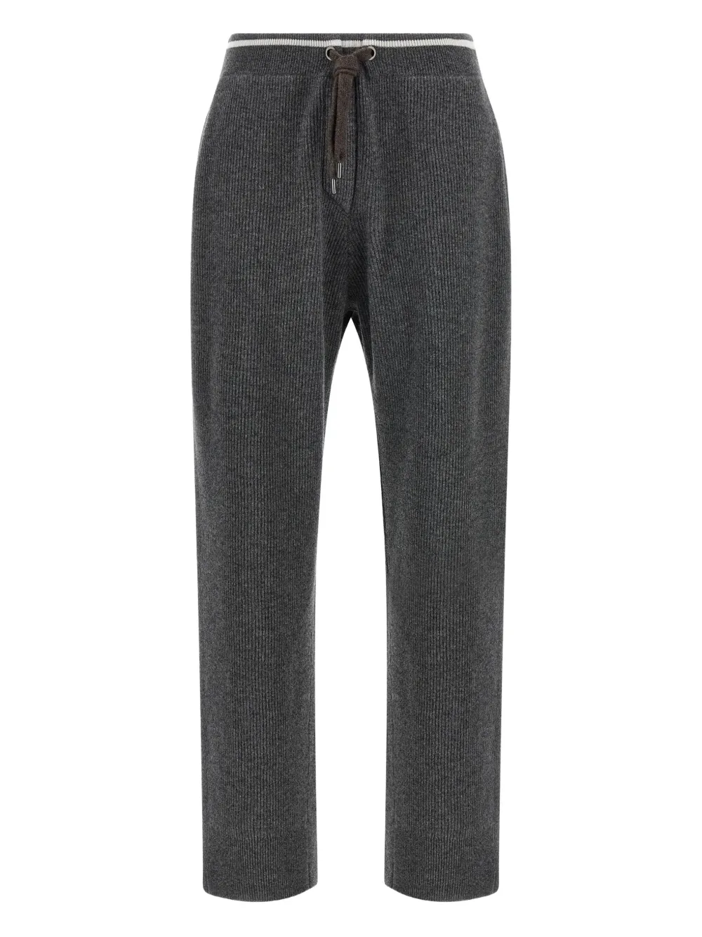 Brunello Cucinelli ribbed drawstring trousers - グレー Brunello Cucinelli ribbed drawstring trousers - グレー