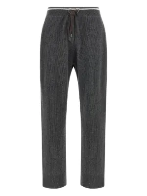 Pantalon De Survêtement Brunello Cucinelli - Italie - Taille XL - Coton Et Soie - Gris - Neuf Avec étiquette