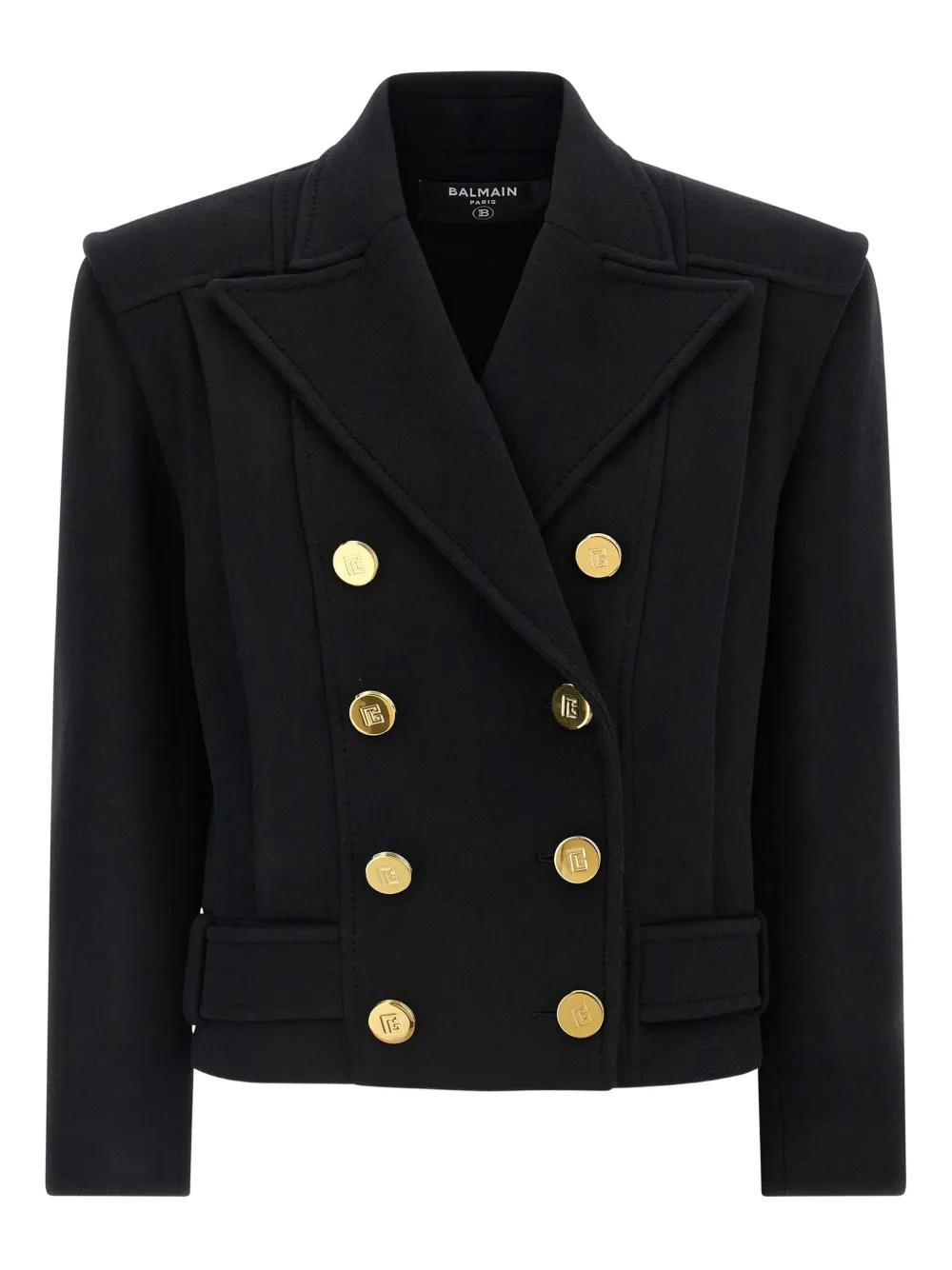 Balmain peak-lapel belted coat | Black | Image 1