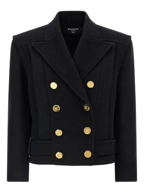 Balmain peak-lapel belted coat