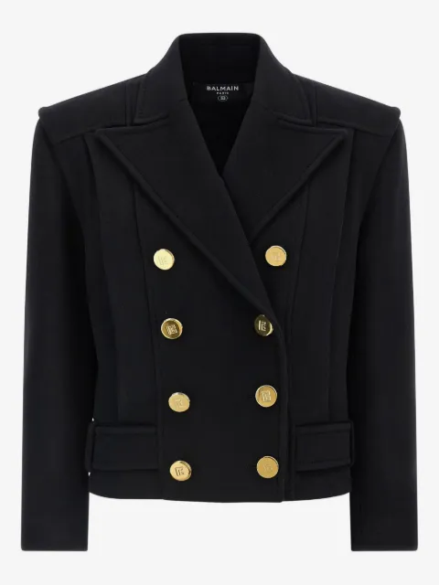 Balmain peak-lapel belted coat