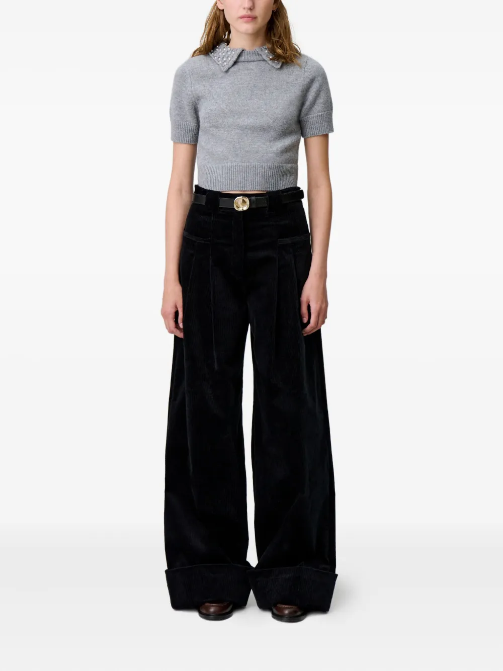 Claudie Pierlot high-waist wide-leg trousers - Zwart