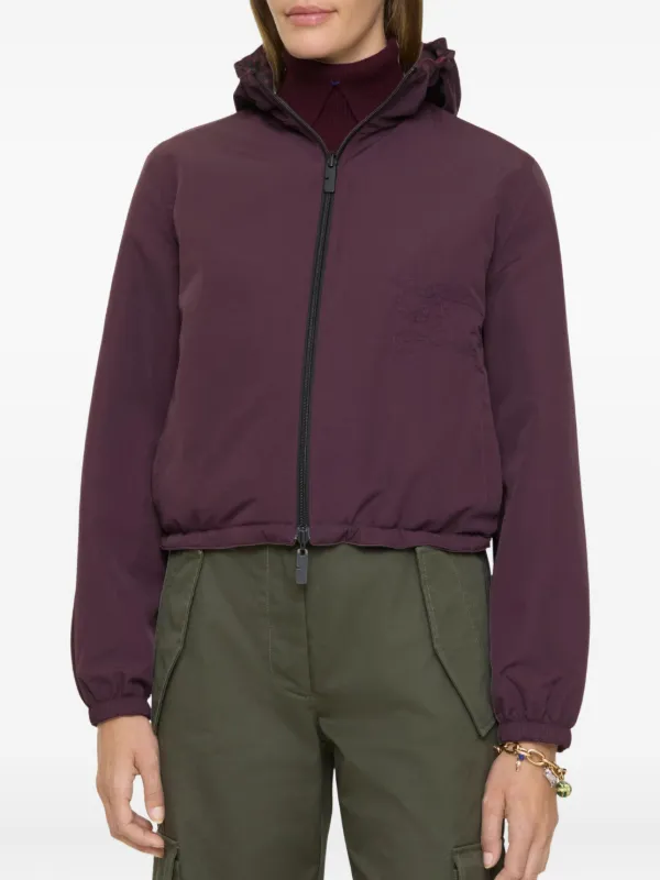 Burberry チェック フーデッド クロップドジャケット | レッド