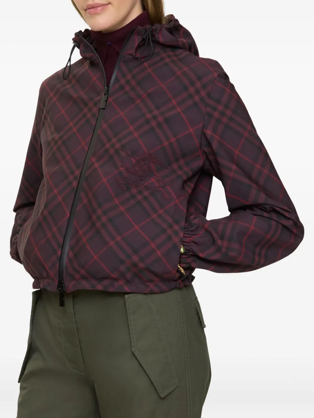 Burberry check-pattern hooded cropped jacket | Cropped Jackets | Image 2
