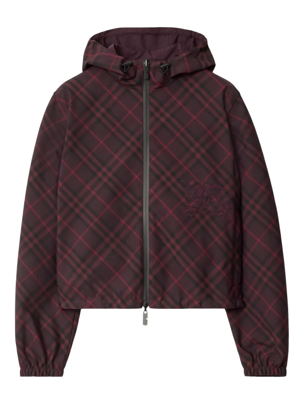 Burberry check-pattern hooded cropped jacket | Red | Image 1