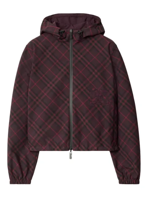 Burberry check-pattern hooded cropped jacket