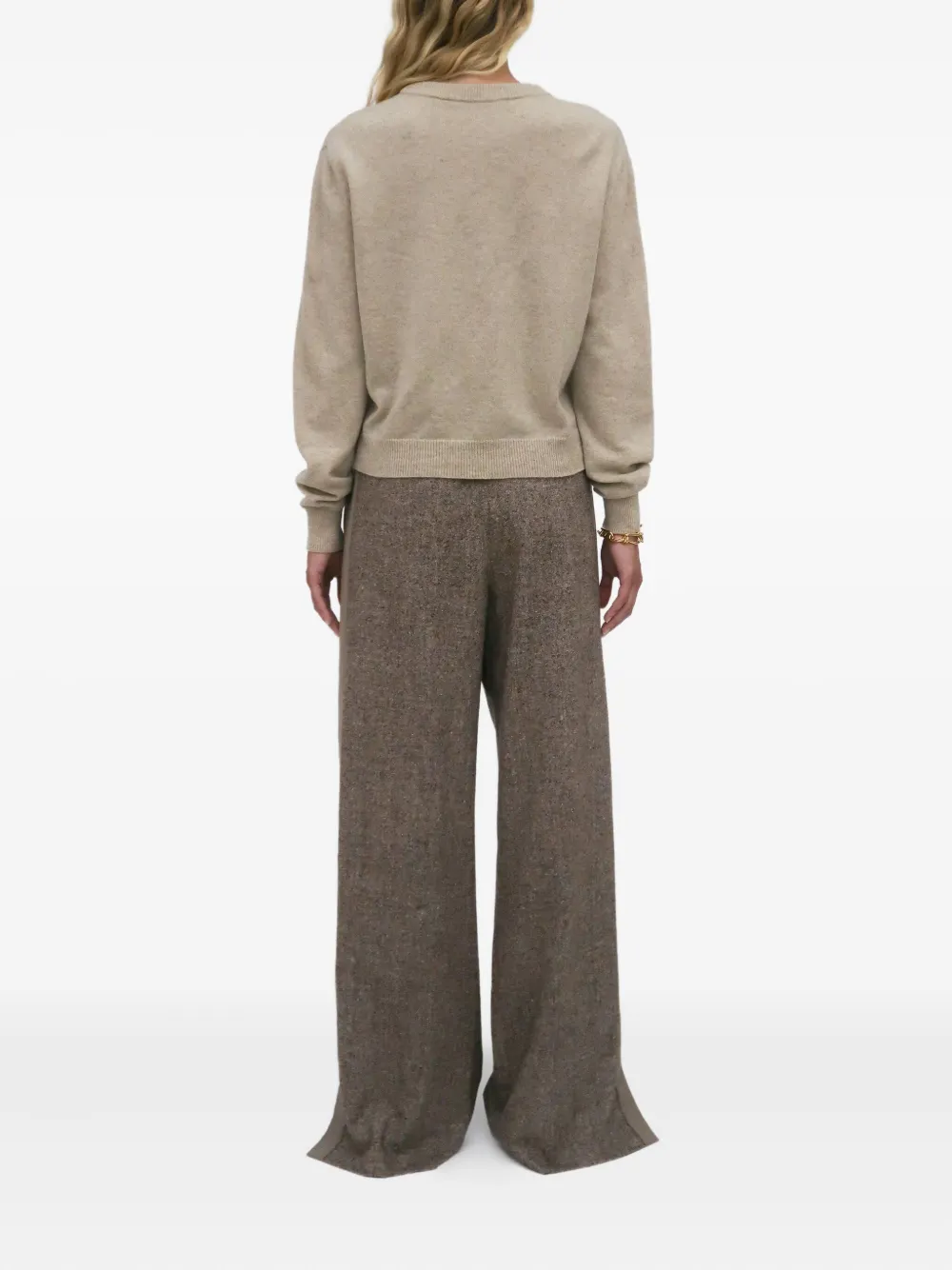 Rosetta Getty Tweed Wide-leg Trousers In Brown