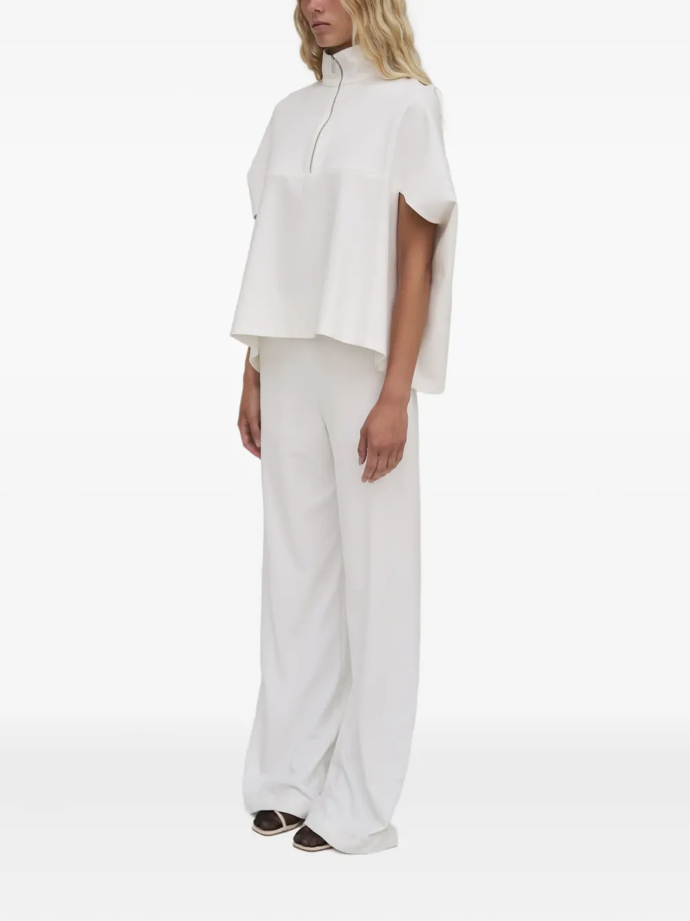 Rosetta Getty Zip-up Cocoon Top In White