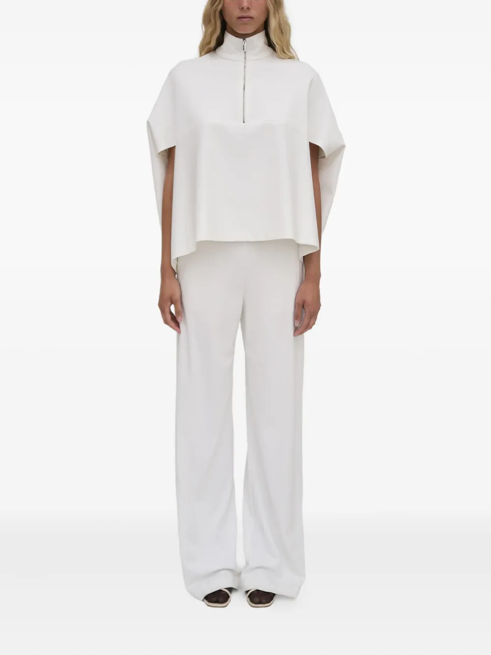 Rosetta Getty Zip-up Cocoon Top In White