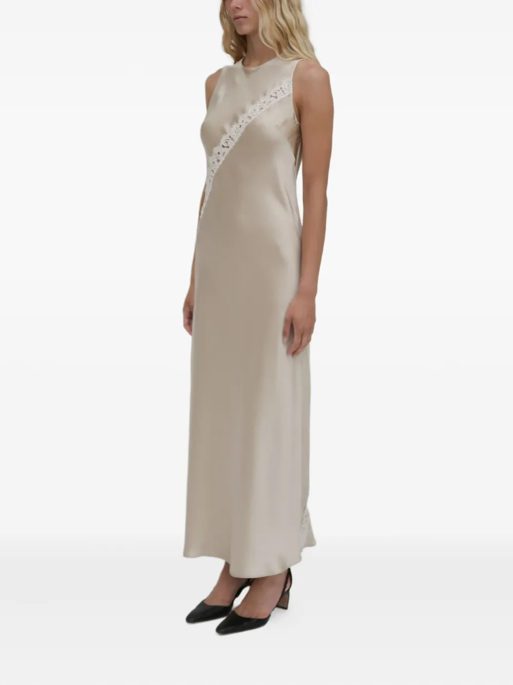 Rosetta Getty Jurk met kanten vlak Beige