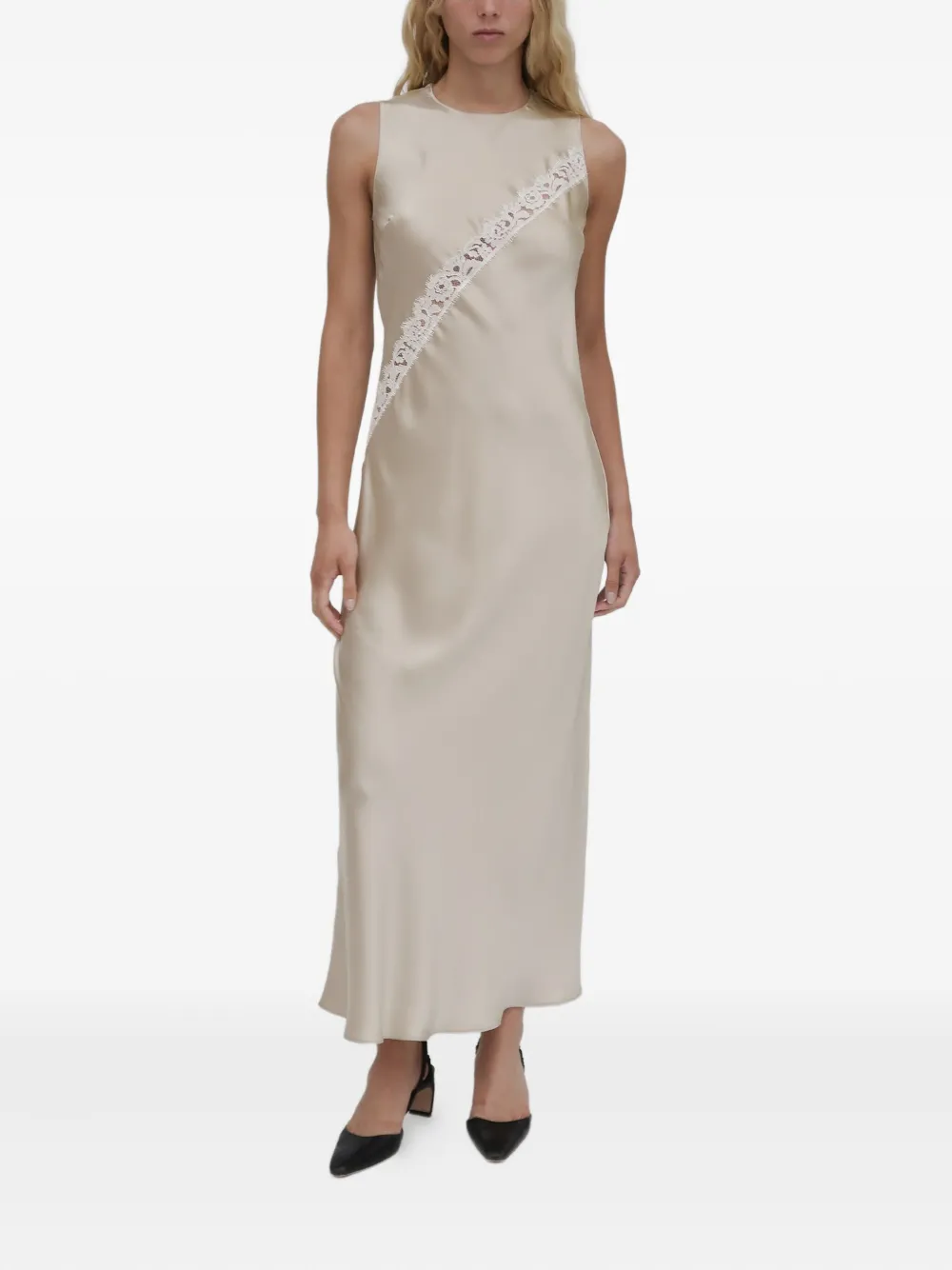 Rosetta Getty lace-panel dress - Beige