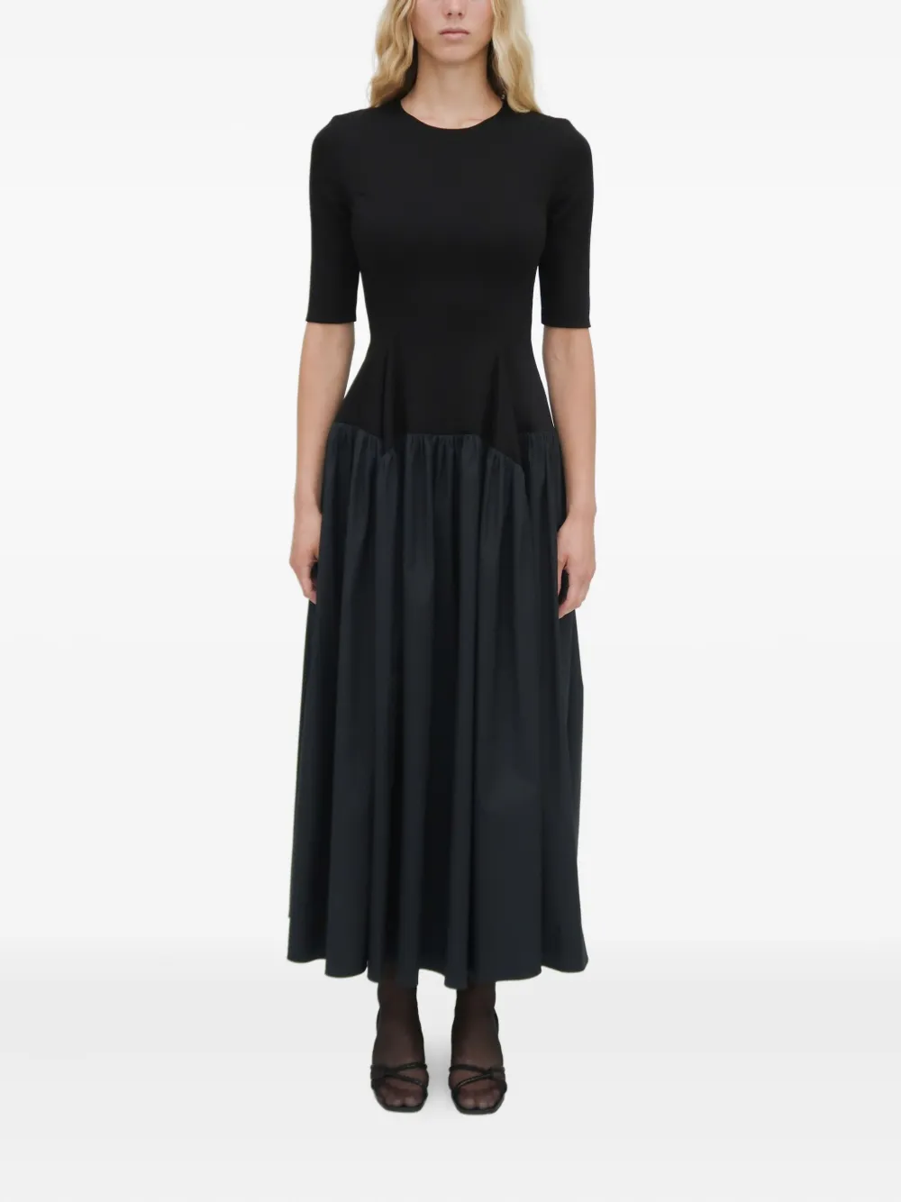 Rosetta Getty gathered peplum dress - Zwart