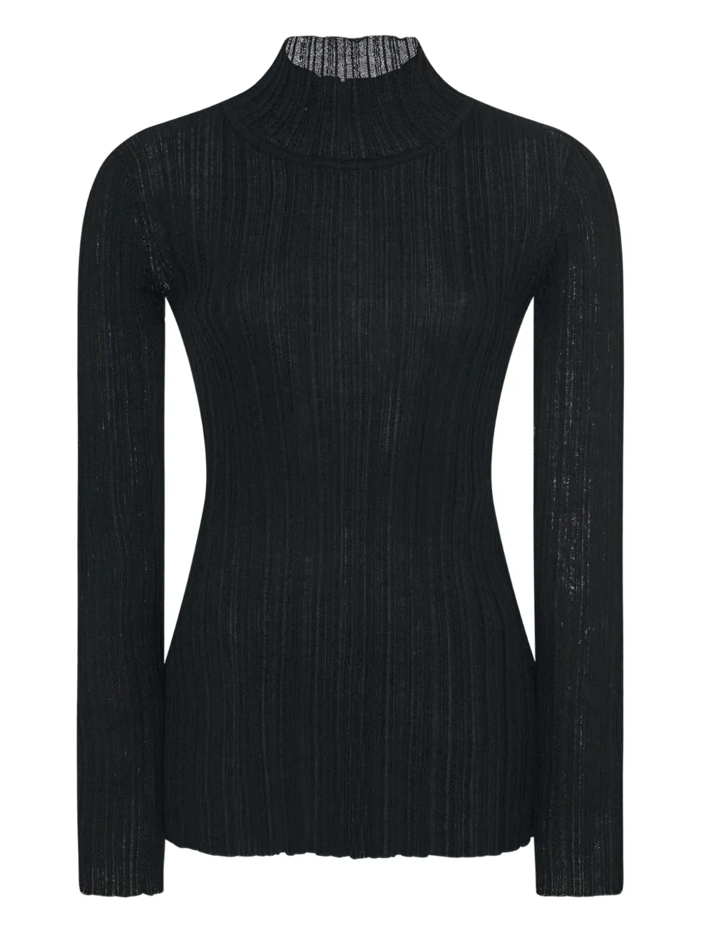 Rosetta Getty Plisse Turtleneck Sweater In Black