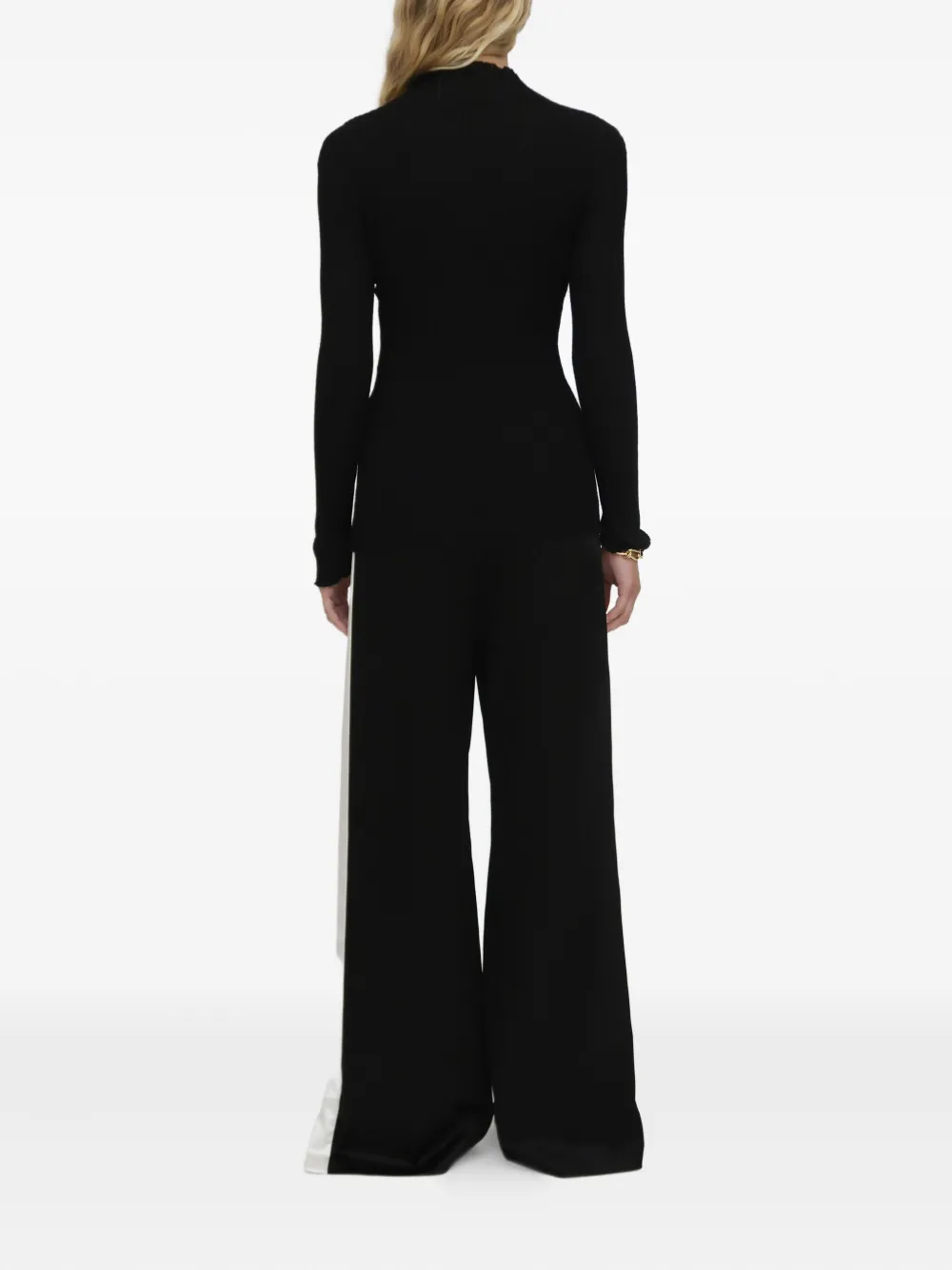 Rosetta Getty Plisse Turtleneck Sweater In Black