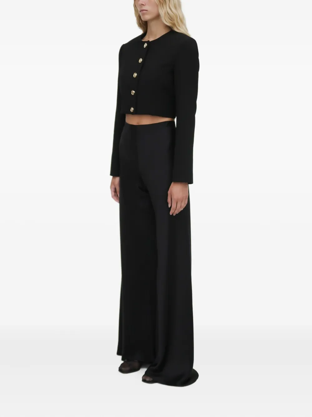 Rosetta Getty Cropped Button-front Jacket In Black