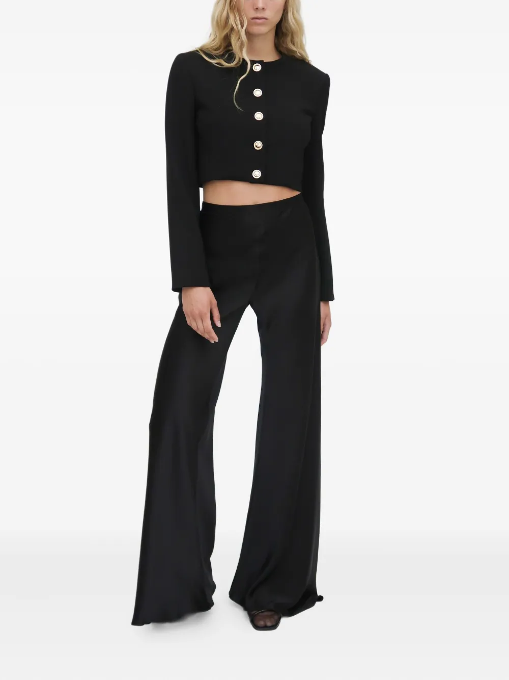 Rosetta Getty Cropped Button-front Jacket In Black