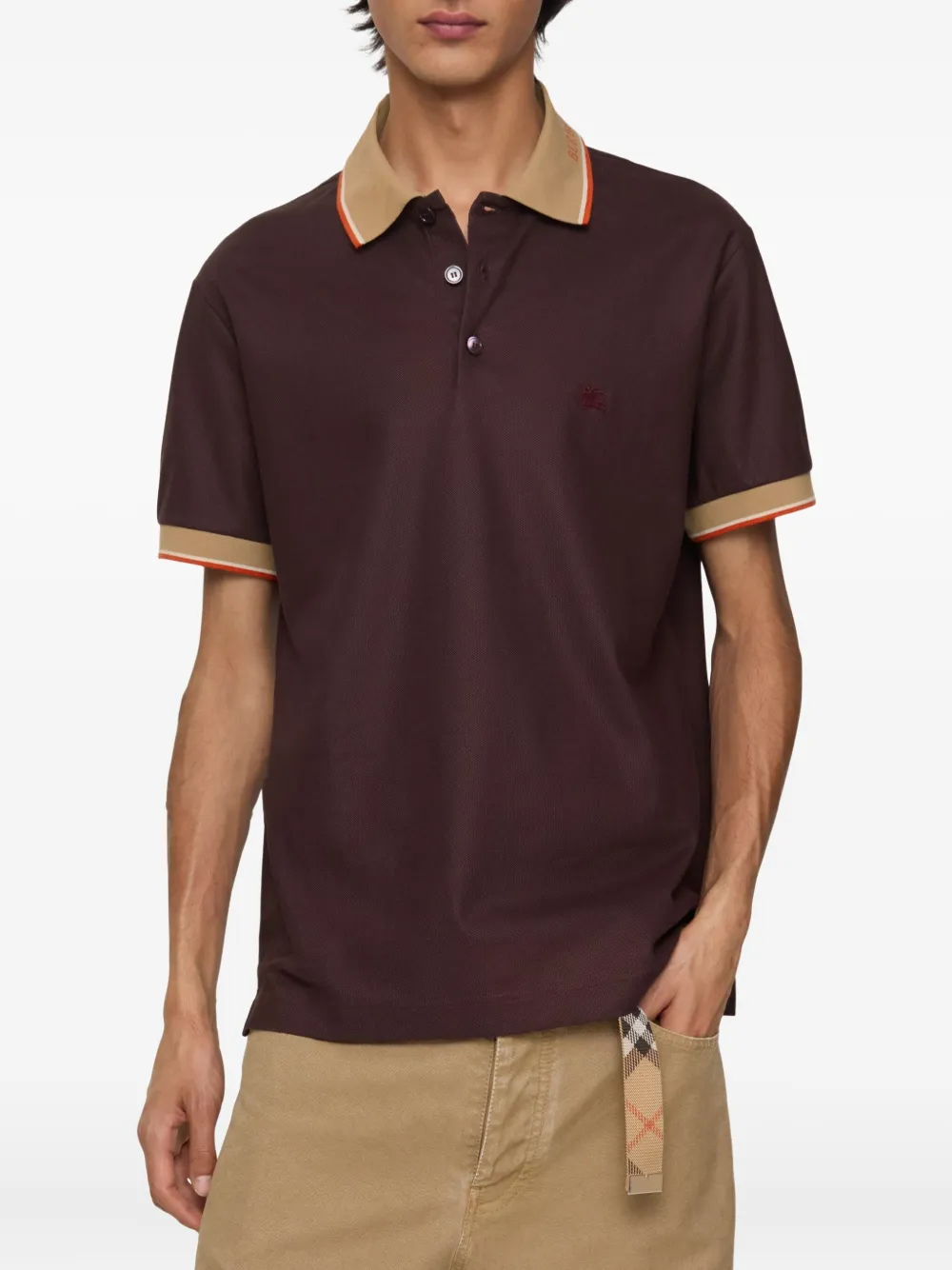 Burberry Poloshirt met geborduurde ridder en logokraag - Rood