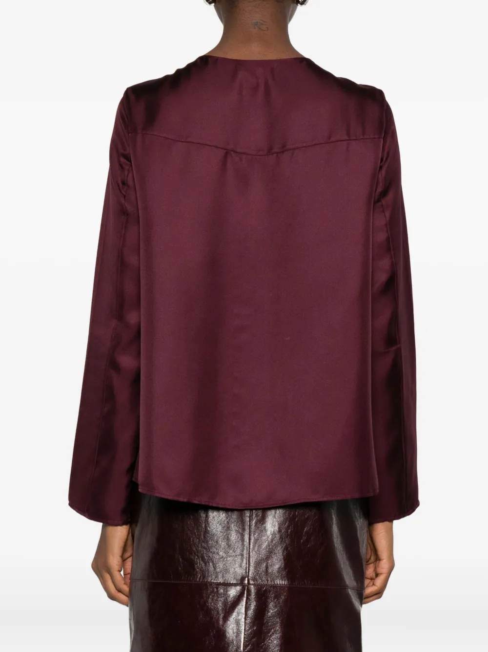 Loulou De Saison Long-sleeve Satin Shirt In Burgundy