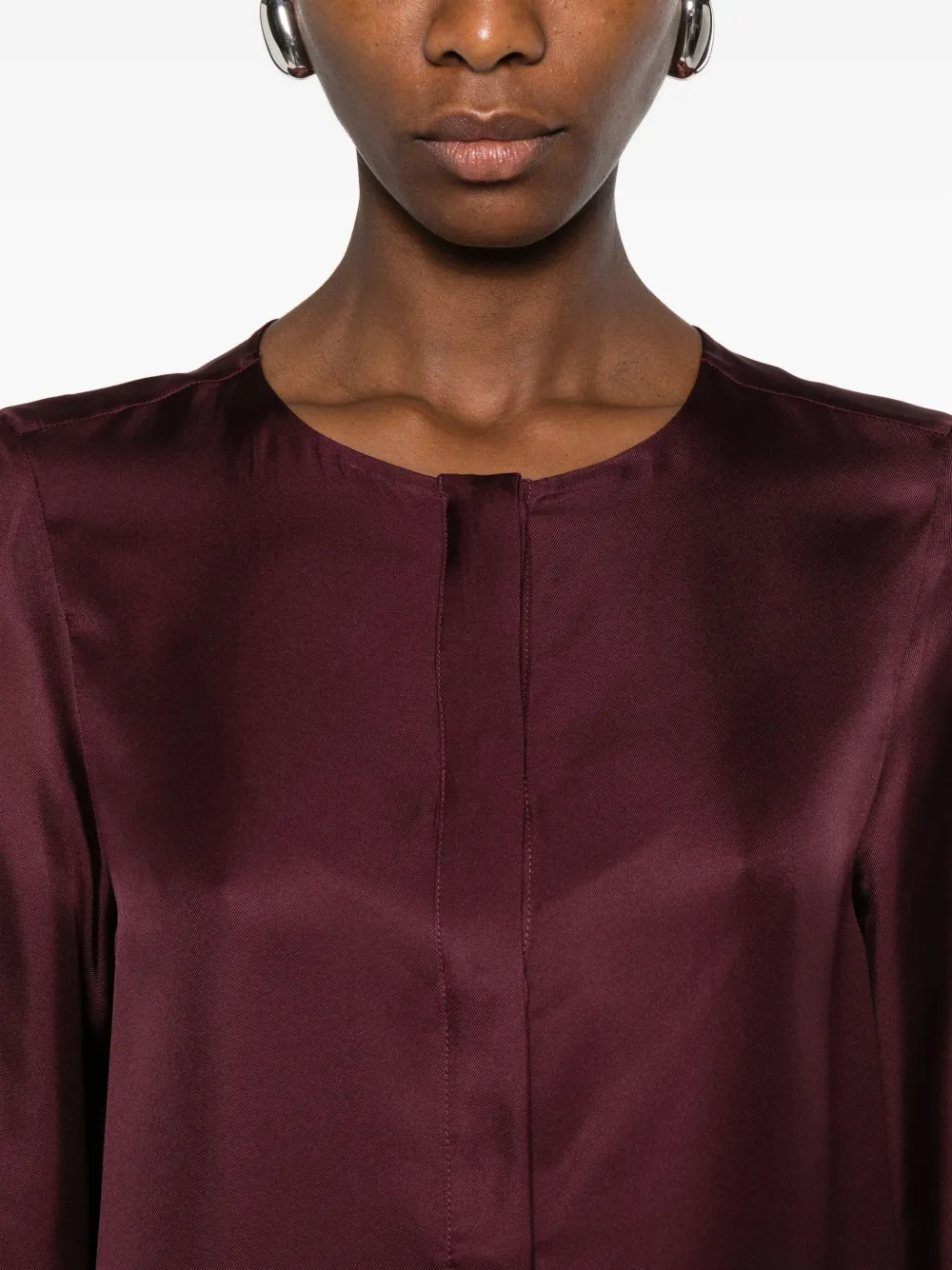 Loulou De Saison Long-sleeve Satin Shirt In Burgundy