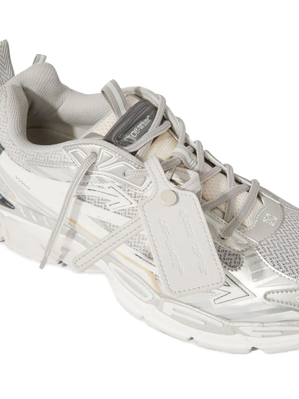 Off-white Ow Be Right Grey Low Top Sneakers With Zip-tie Detail In Mesh And Leather Man In Neutral