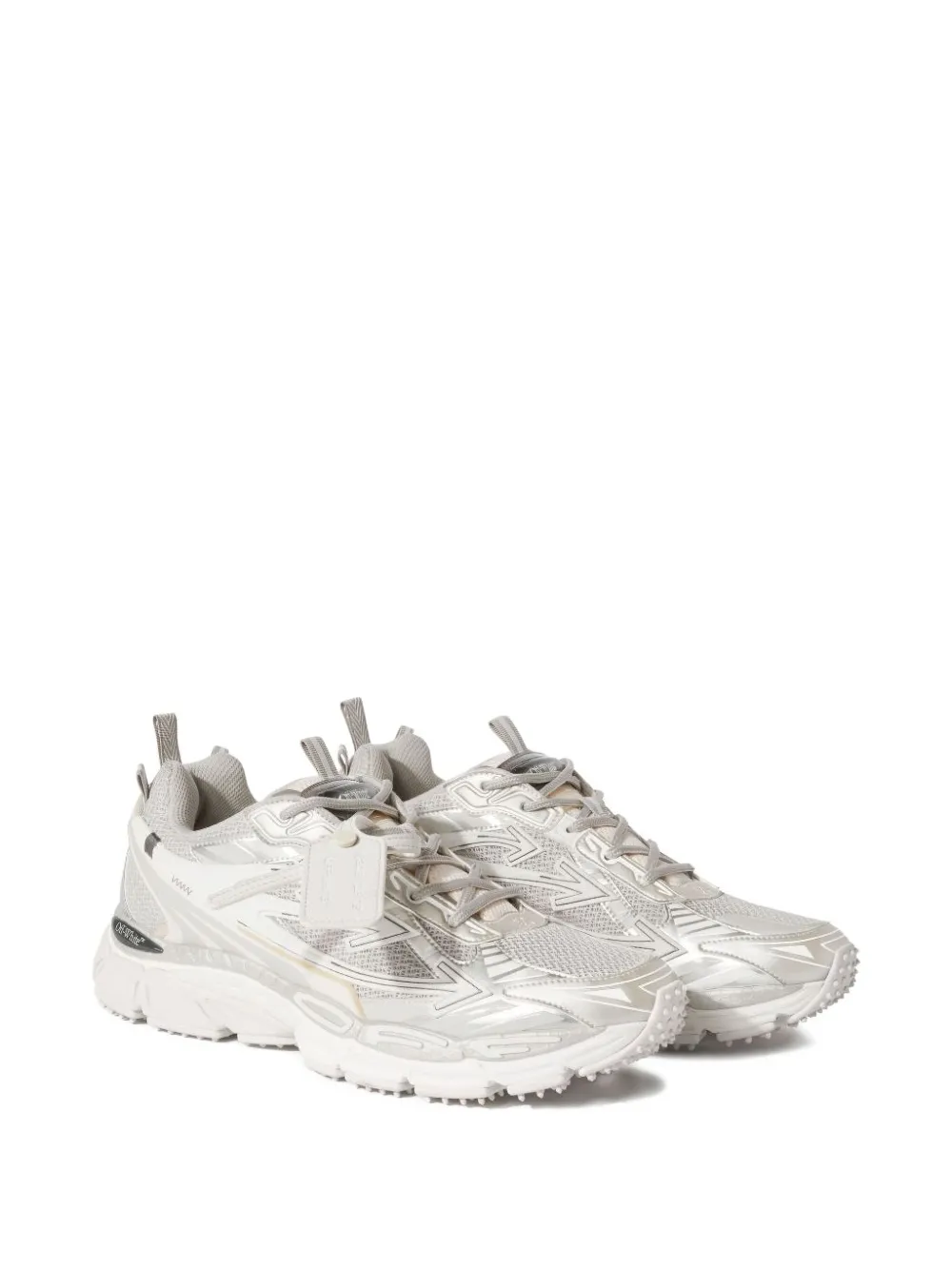 Off-white Ow Be Right Grey Low Top Sneakers With Zip-tie Detail In Mesh And Leather Man In Neutral