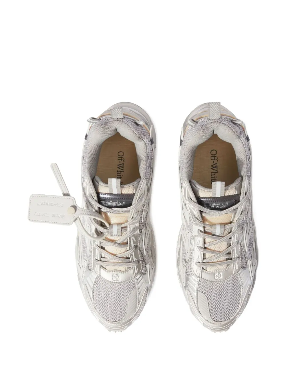 Off-white Ow Be Right Grey Low Top Sneakers With Zip-tie Detail In Mesh And Leather Man In Neutral