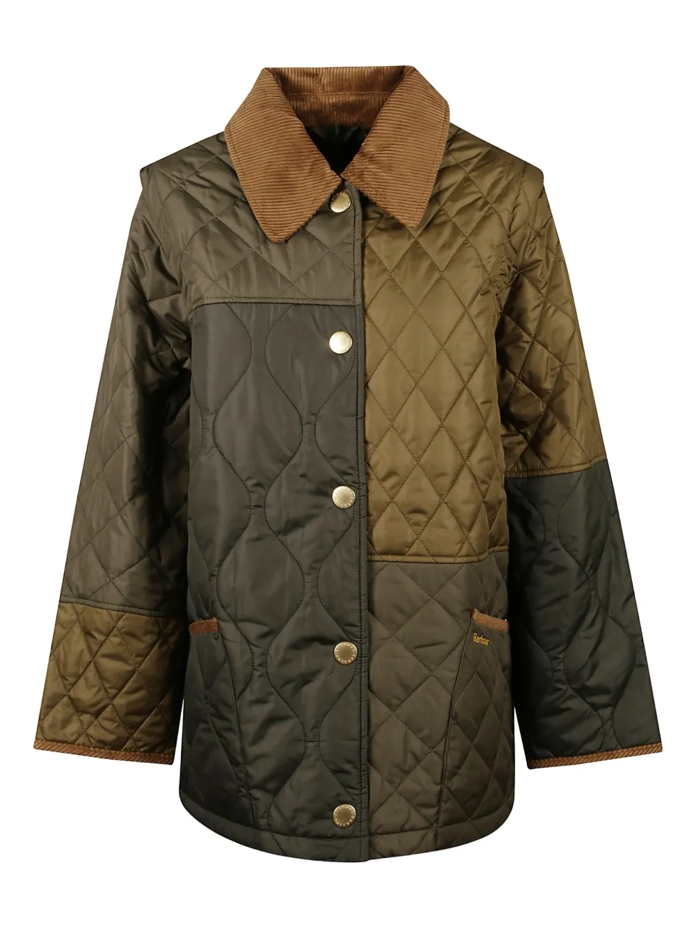 Barbour Quilted Jacket With Contrast Collar And Pockets In Multi