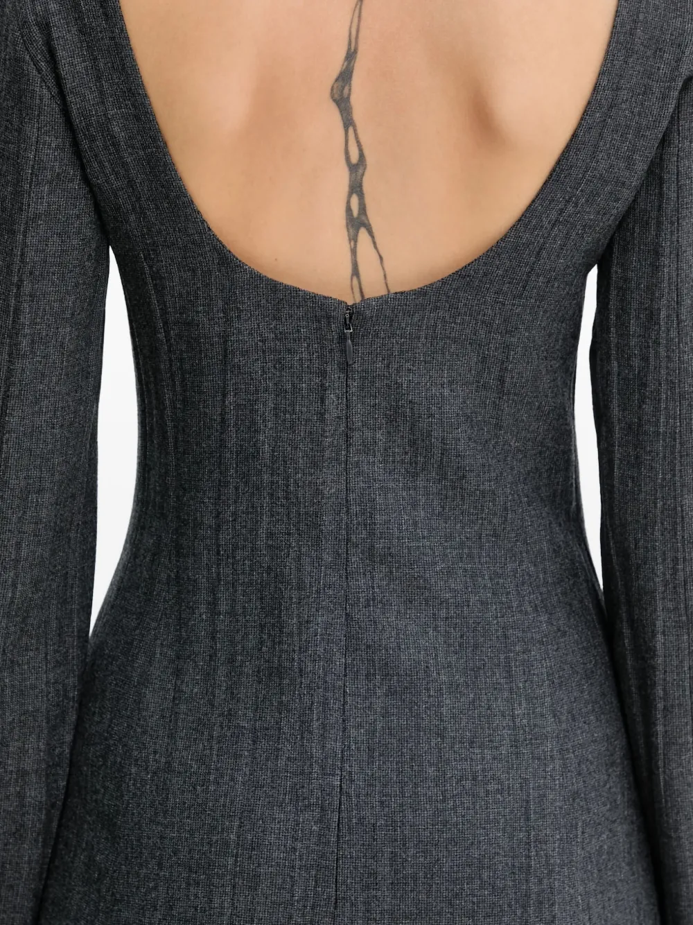 Our Legacy Fitted Mini Dress With Deep Scoop Back And Ribbed Texture In Gray