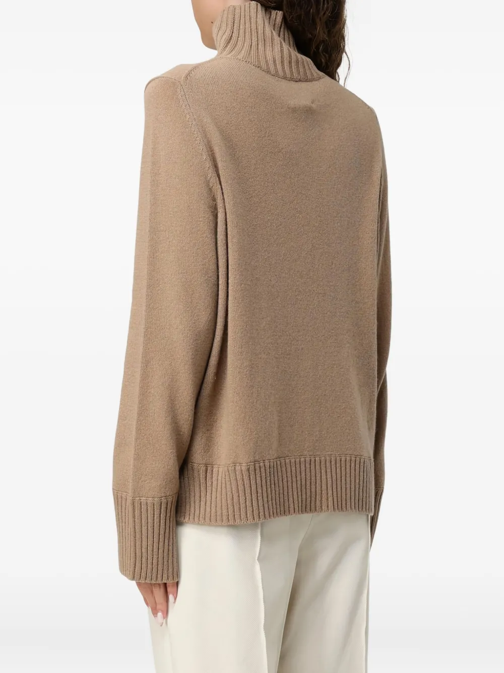 Allude Ribbed High-neck Sweater In Neutral